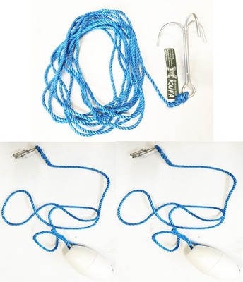 KUFA Galvanized Grapple Hooks and 2-pack of Float with line and clip Combo GP-7