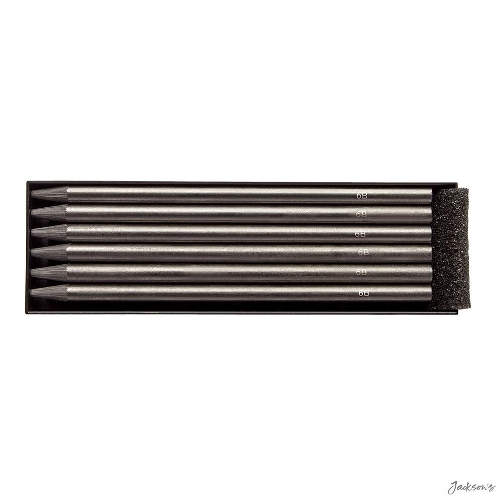Jackson's Graphite Lead Refill 5.6mm 6B Pack Of 6 For Clutch Pencil Leadholder