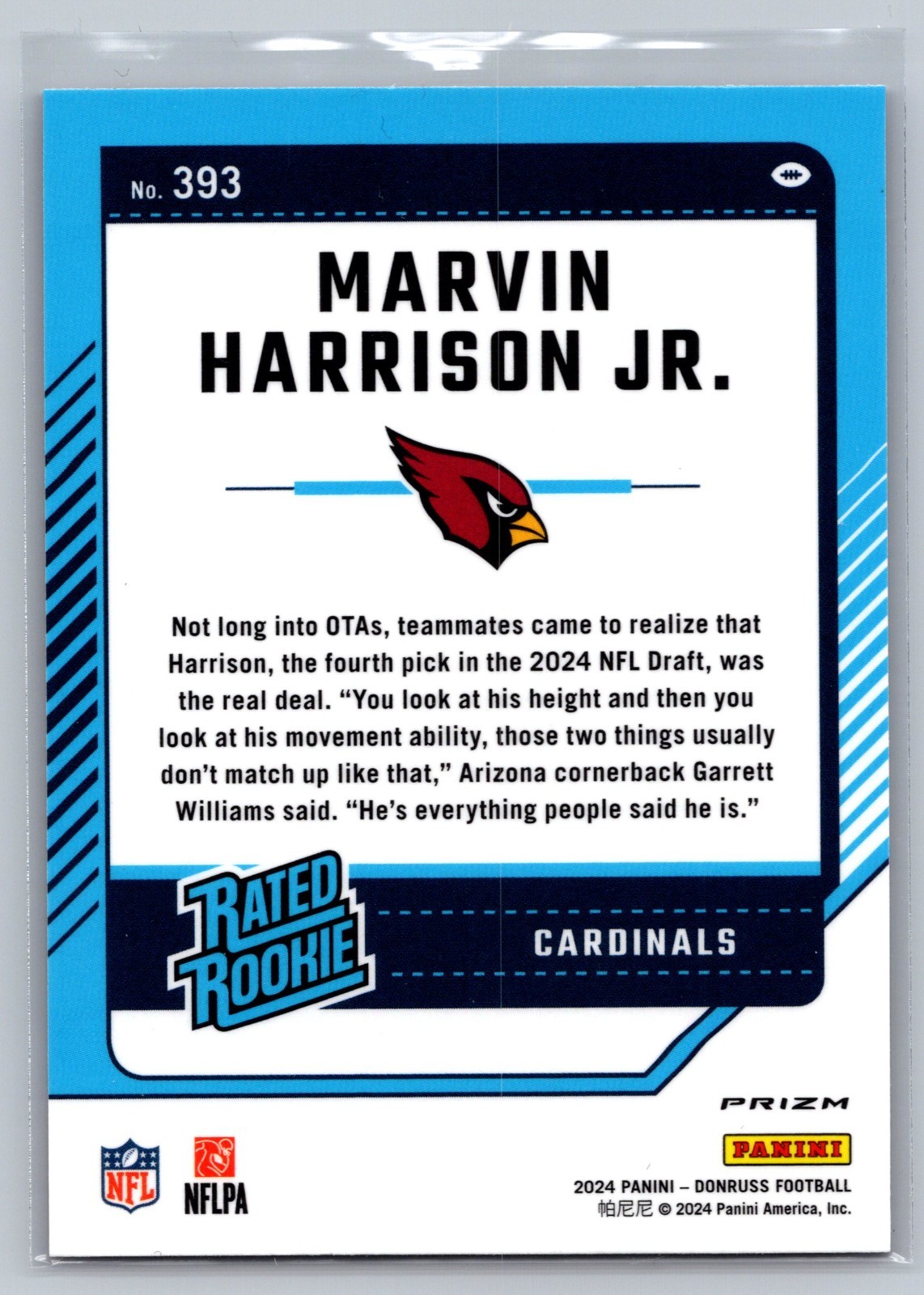 2024 Panini Optic Marvin Harrison Jr Red Wave Rated Rookie view 2