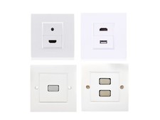 HDMI Wall Plate - Faceplates with HDMI USB 3.5mm Jack White 4k HDMI Wall Outlets