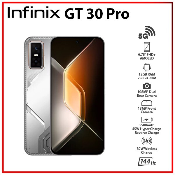 New) Infinix GT 30 Pro 12GB+256GB WHITE Dual SIM Unlocked Android