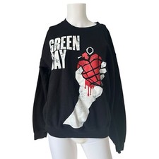Green Day Black American Idiot Sweatshirt Crew Neck Pullover Size Medium M