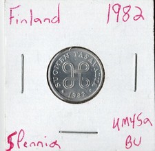 Coin Finland 5 Penniä 1982 KM45a