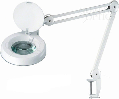   Professional Series Illuminated Workstation Swing Arm Magnifier White 3LED Dio