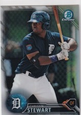 2016 BOWMAN CHROME REFRACTORS RC CHRISTIN STEWART DETROIT TIGERS PARALLELS S3908
