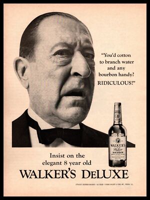 1968 Walker's DeLuxe 8 Year Old Bourbon Bottle Butler Bow Tie Vintage Print Ad