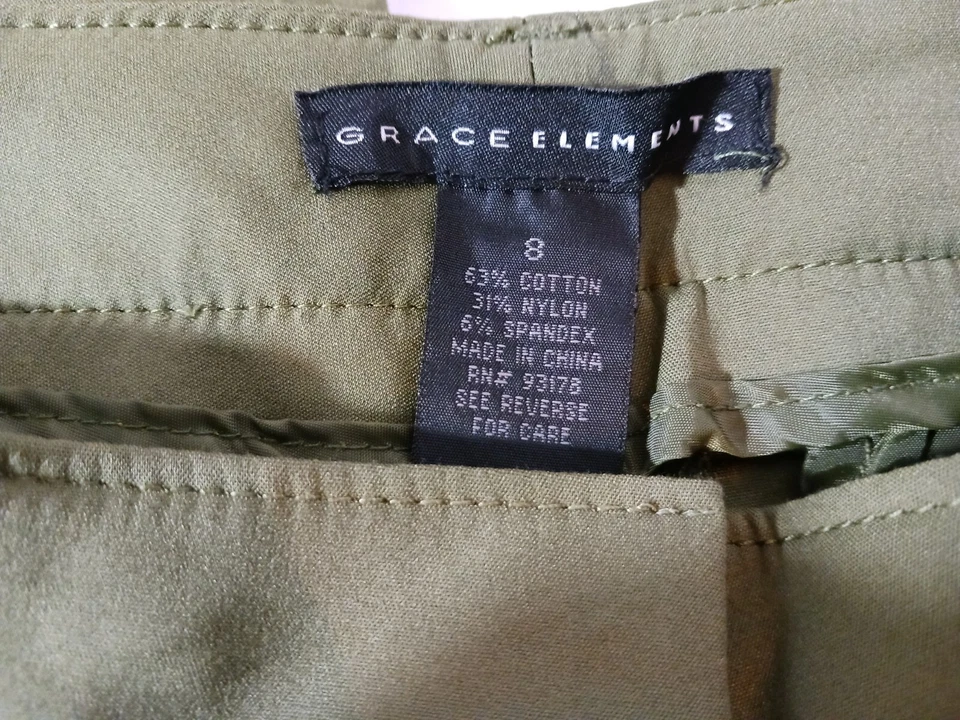 Pantalones elásticos Grace Elements para mujer verdes tiro medio pierna recta talla 8 30X29 Foto 3 de 4
