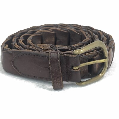 Unbranded, Dark Brown leather braided Belt with brass buckle hardware Unbranded | Accessories | Unbranded Dark Brown Leather  main image 4