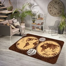 3D Brown Pattern 069RAIG World Map Non Slip Rug Mat Elegant Photo Carpet Honey