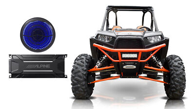 Rockville MS10LB 10'' Black 10'' Subwoofer w/LEDs+Alpine Amplifier For RZR/ATV/UTV