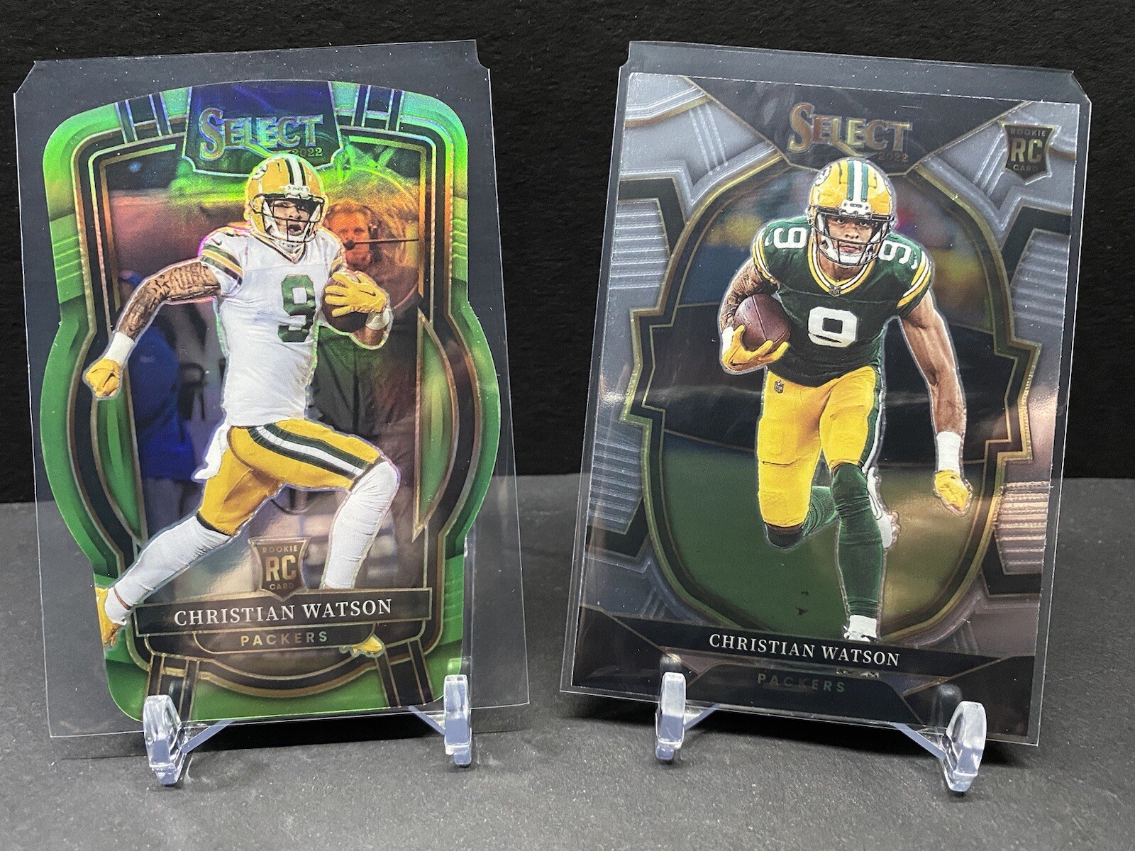 2022 Select Christian Watson Neon Green Club Level Die Cut Prizm /299 Rookie