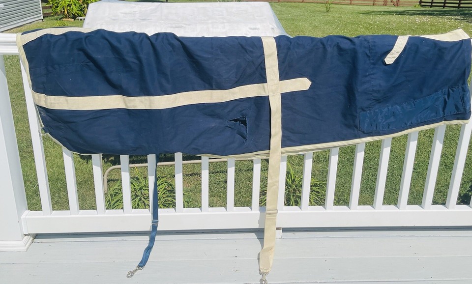 Navy W/Tan Trim Closed Front Horse Sheet Size 74 eBay