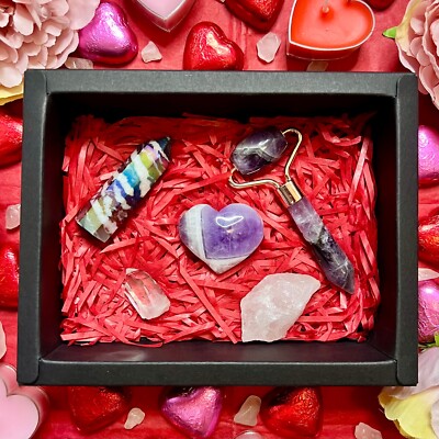 Deep Love Valentinstag Kristall Geschenkbox Set Aura Jaspis Amethyst Quarz