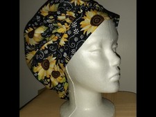 Fall Flowers Bees Medical Surgical Bouffant Scrub Hat SIZE SMALL