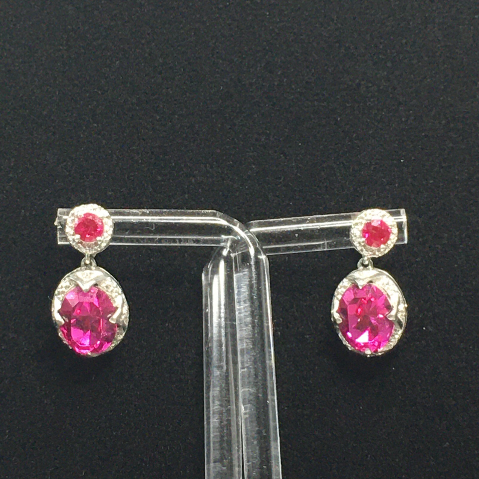 KARIS Sterling Silver Simulated Ruby Dangle Earri… - image 15