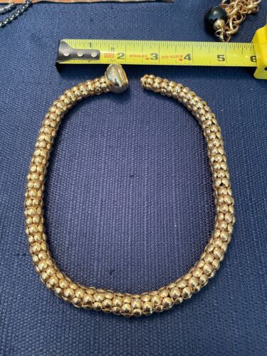 TTK Vintage Rope Choker Gold Tone Collar Necklace - image 1