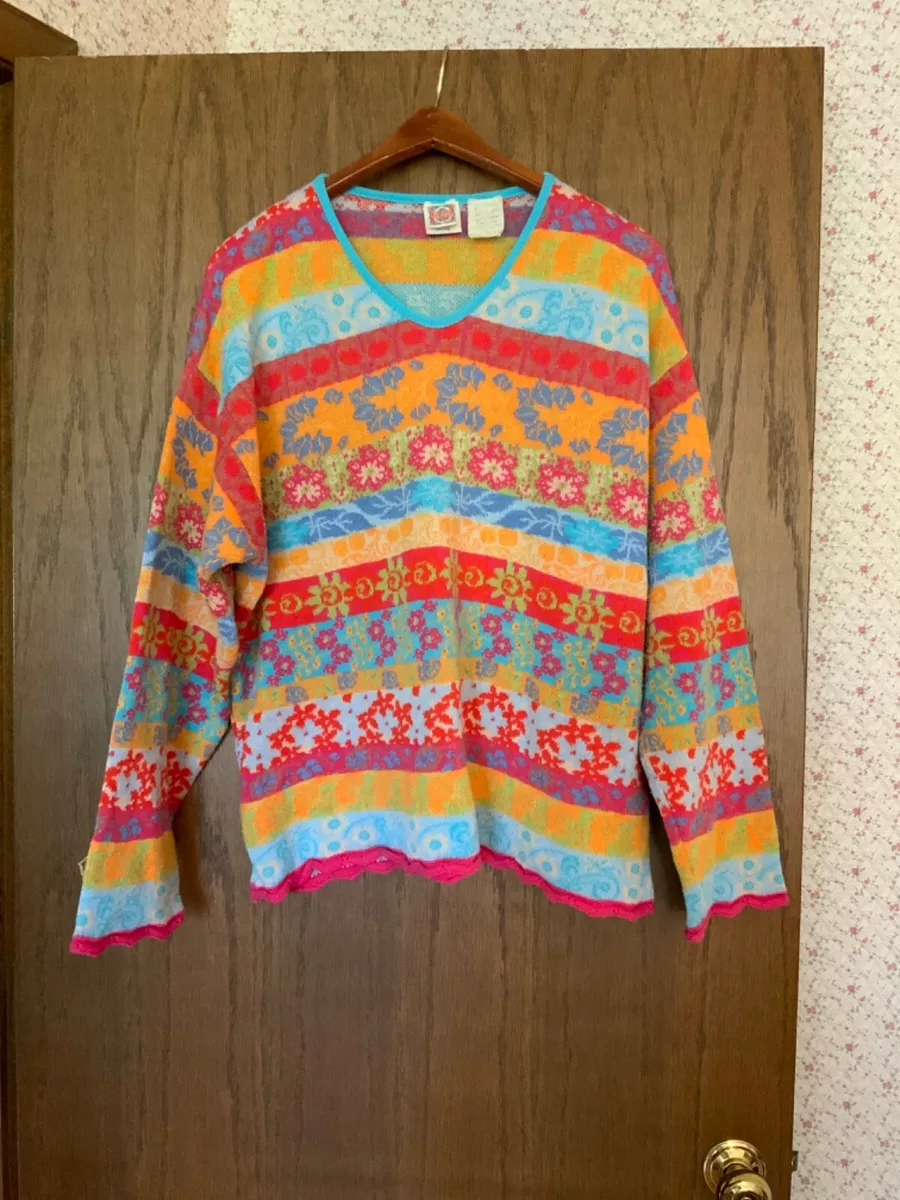 Women\'s Authentic Oilily Multi Color Cotton Blend Sweater Size XL | eBay