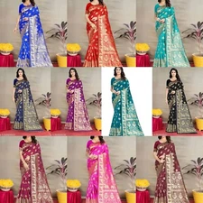 Women's Soft Banarasi Silk Saree With Blouse Piece