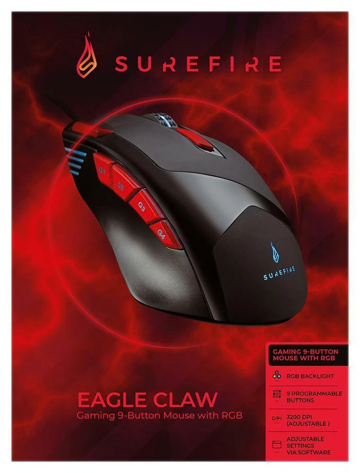 Eagle Claw 8 Button RGB Gaming Mouse, Black - 48817 - Image 2 of 2