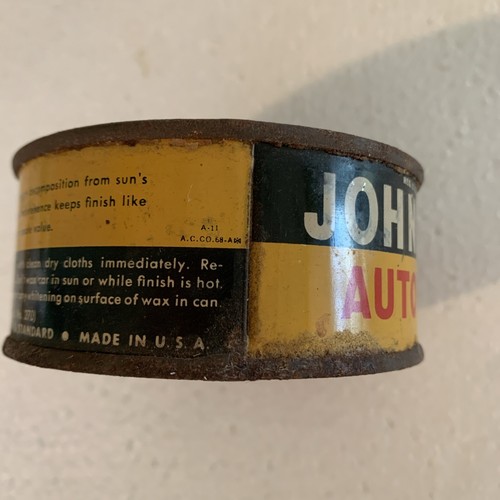 RARE Vintage JOHNSON'S AUTO WAX Tin Can Auto Polish Cleaner c1936/ 3 US Ounces - Picture 6 of 12