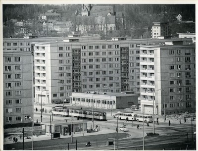 DDR Chemnitz Straßenbahn Wilhelm Pieck & Helmut Just Straße altes Foto 1965