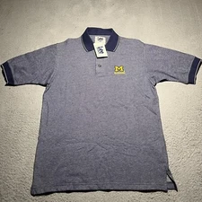 Vintage University Of Michigan Lee Sport Polo Mens Medium Blue Short Sleeve 90s