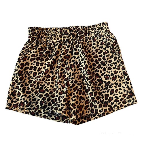 Girls Small 6-6X Faded Glory Brown & Black Leopard Print Stretch Pocket Shorts