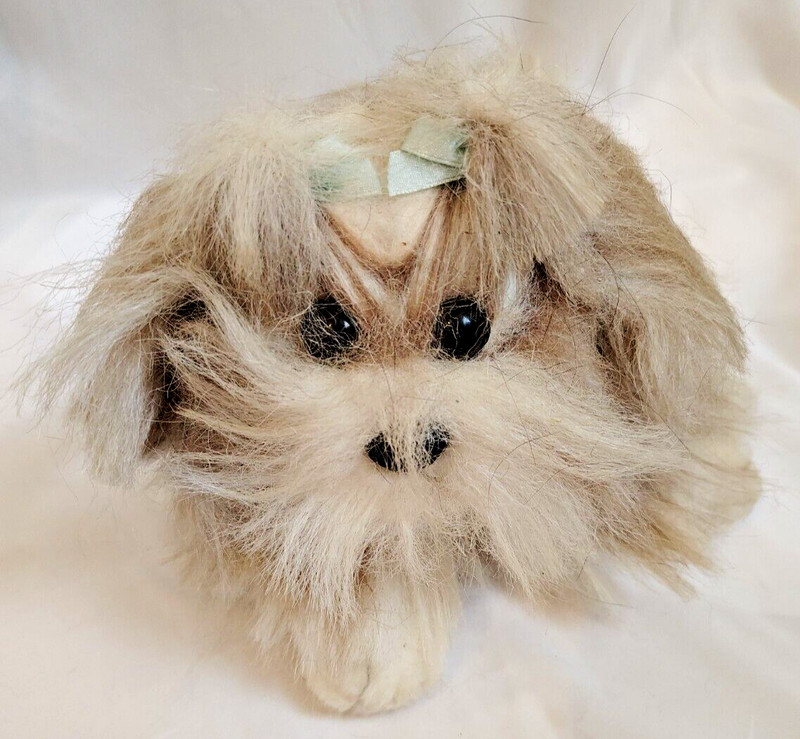 Toys R Us Animal Alley Long Hair Shih Tzu Brown White Plush Dog 2000 Vintage