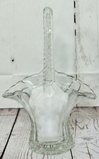 Vintage Duncan Miller Crystal Etched Daisy Pattern Bride Basket 12  