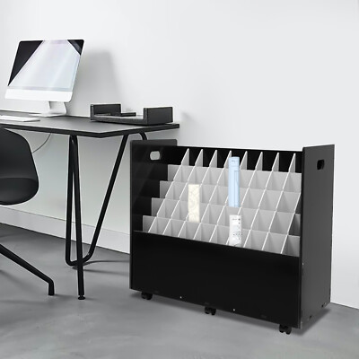 50-slot Blueprint Organizer, Roll File Storage Holder, Movable Roll File Cart  