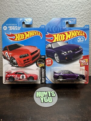 Hot Wheels Night Burnerz Nissan Skyline GT-R R34 & Then And Now Skyline R33