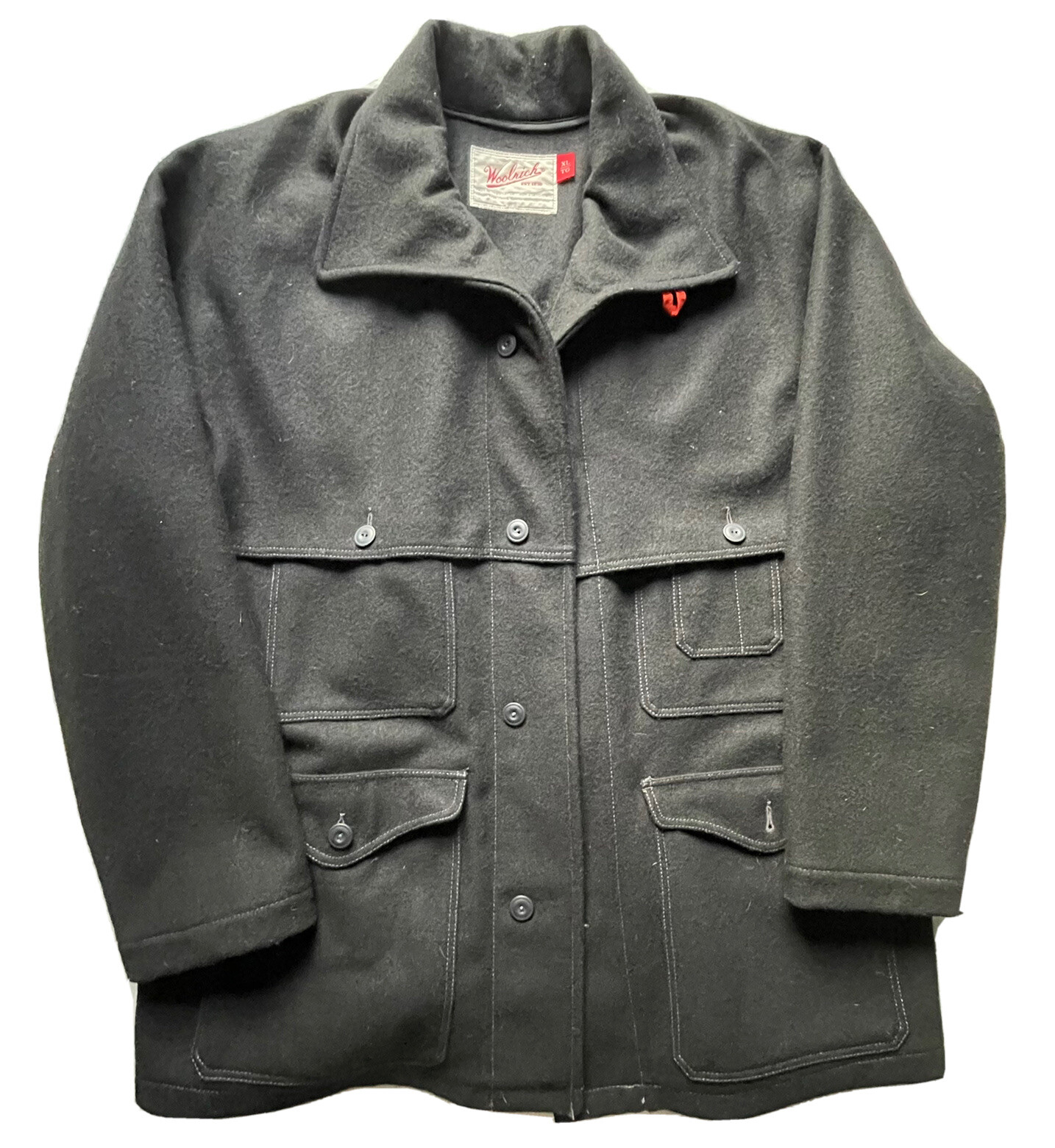 Woolrich Woodsman Peacoat Jacket Made in USA Wool Black XL Men — SARL