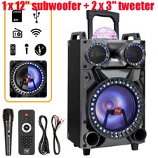 3000W Portable Loud Bluetooth Speaker System 12" Subwoofer Party Star Projector