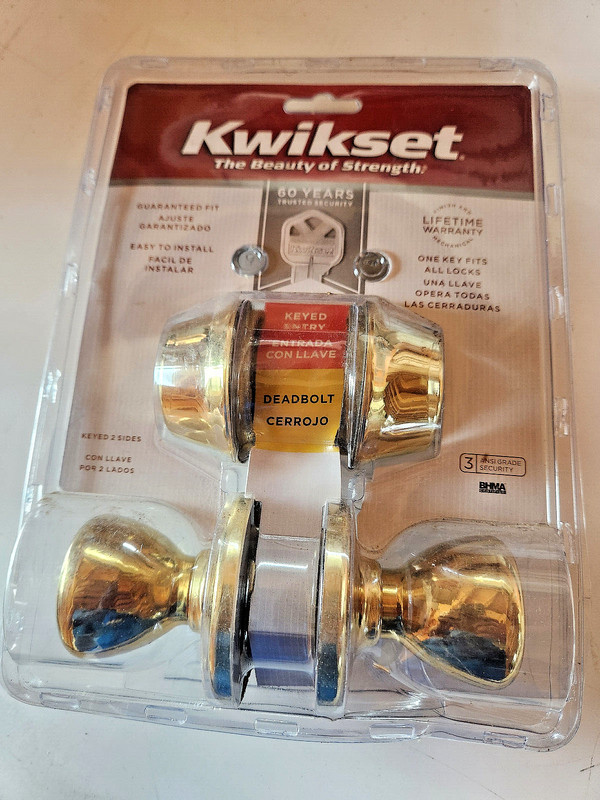 Kwikset Tylo Security Set - Deadbolt Keyed One Side - 690T 3  BRASS