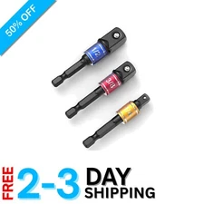 Power Drill Socket Adapter Set - 3-Piece Impact Grade for Maximum Versatility