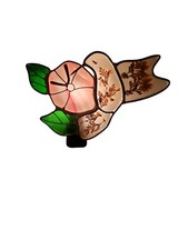Stained Glass Hummingbird on Flower Plug In Night Light On/Off Switch Vintage