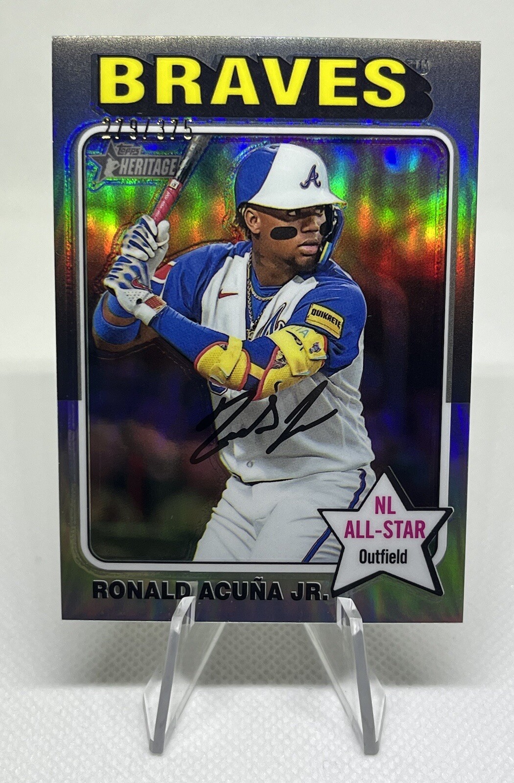 2024 Topps Heritage Ronald Acuna Jr. Chrome Silver Refractor 279/375 BRAVES