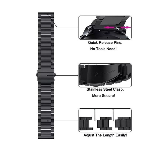 Samsung Galaxy Watch 8 7 6 5 4 Pro Classic Stainles Steel Strap Replacement Band - Picture 5 of 28