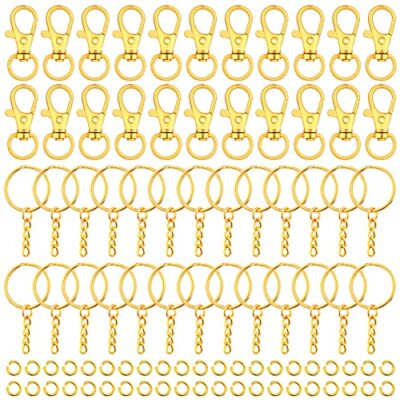 Keychain Rings for Crafts,  120pcs Gold Keychain Hardware Includes 60pcs Key 