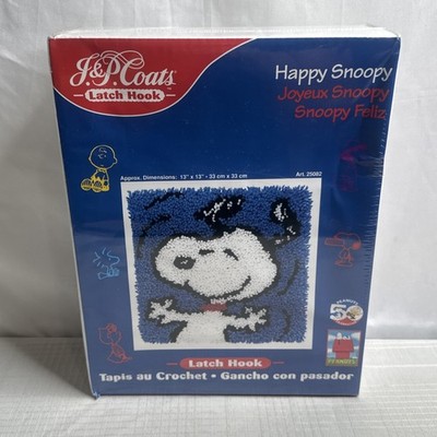 JP Coats Peanuts Happy Snoopy Latch Hook Kit 50th Celebration 13x13  52082 NEW