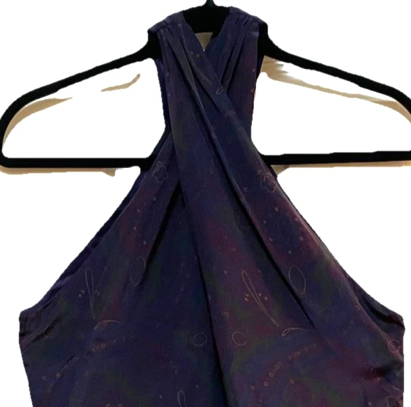 Camisa Ralph Lauren Black Label púrpura 100 % seda cachemira cuello en V/cuello halter talla 4 Foto 3 de 4