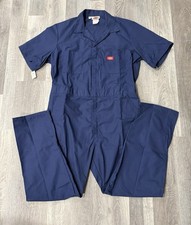 Dickies Men s Blue Cotton Blend Zip Front Work Coveralls Relaxed Fit 44 Regular