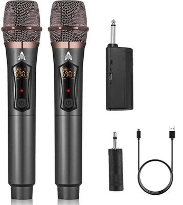 Kabelloses Dual-Mikrofon Mikrofonsystem für Karaoke, Empfänger Sprachverstärker