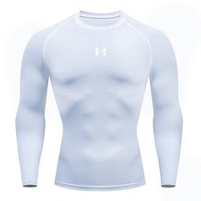 Mens Compression Armour Base Layer Top Long Sleeve Thermal Gym Sports Shirts UK