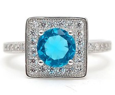 2CT Blue Topaz Topaz 925 Solid Sterling Silver Ring Jewelry Sz 8 UB2-8