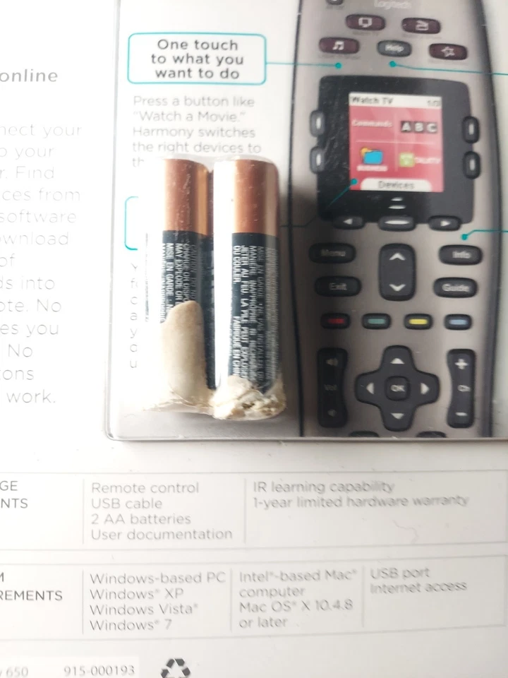 Logitech Harmony 650 Universal Color Screen Remote *Read* - Image 2 of 4