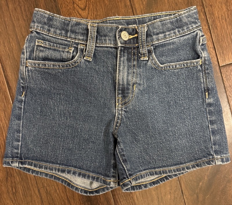 Old Navy Girls High-Rise Denim Shorts 8 Blue Built-In Tough Pockets Medium Wash