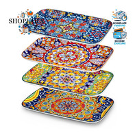 Servierplatten Porzellan Rechteckig 4Er Set BöHmischer Speiseteller 30,8X19Cm