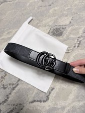New Gucci GG Black Marmont Supreme Canvas Leather Belt Size 75/30