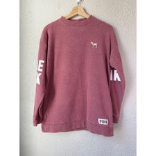 Victoria's Secret PINK Oversized Mock Neck Sweatshirt Mauve XS Love Pink Graphic